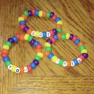 NWT Handcrafted 3piece beaded inspirational hand Bracelet